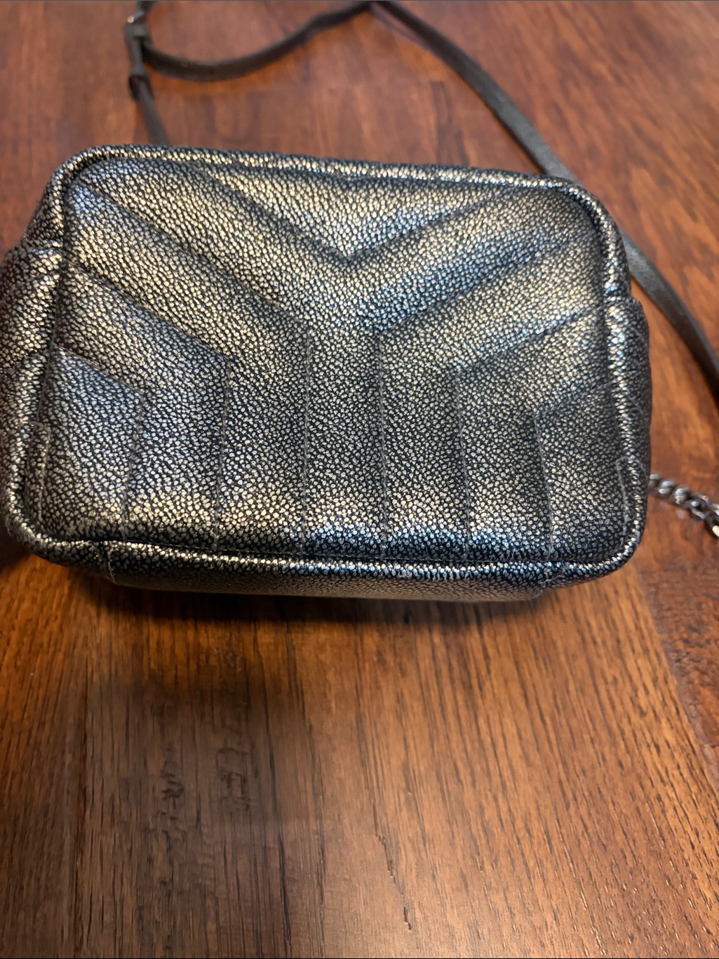 Saint Laurent Matelasse Toy Y Metallic Silver Quilted Crossbody Bag